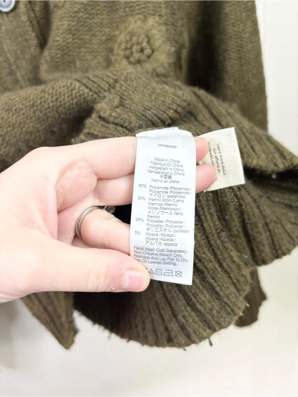 Madewell Embroidered Edencroft Pleat-Sleeve Cardigan Sweater heathered green  SM